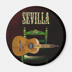 Aimant SÉVILLE. Guitare flamande avec Girouette de