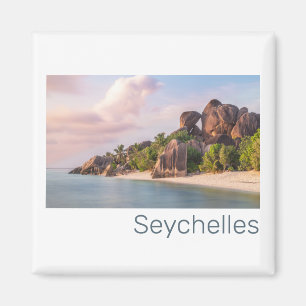 Aimant Seychelles La Digue Vintage coucher de soleil Cade