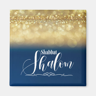 Aimant Shabbat Shalom Blue Gold Parties scintillant Spark