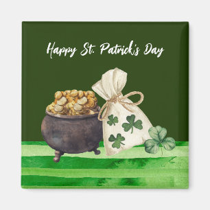 Aimant Shamrock de la Saint-Patrick Clover and Pot