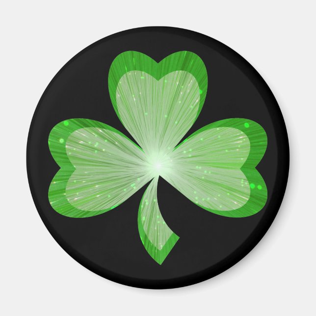 Aimant Shamrock frigo magnétique rond noir (Devant)