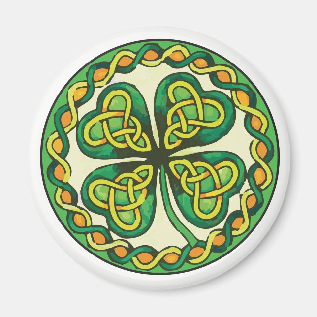 Aimant Shamrock irlandais en noeuds celtiques (Devant)