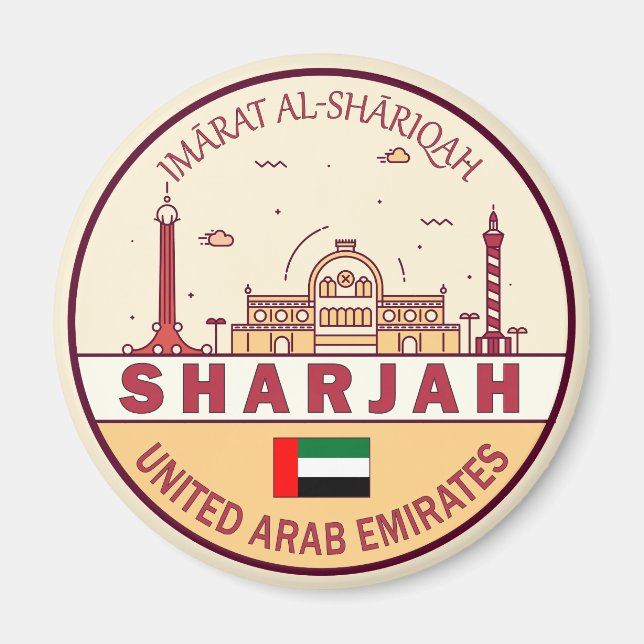 Aimant Sharjah Émirats arabes unis Emblem Skyline de la v (Devant)