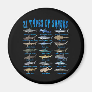 Aimant Shark Lovers 21 Types of Sharks Ocean Animal