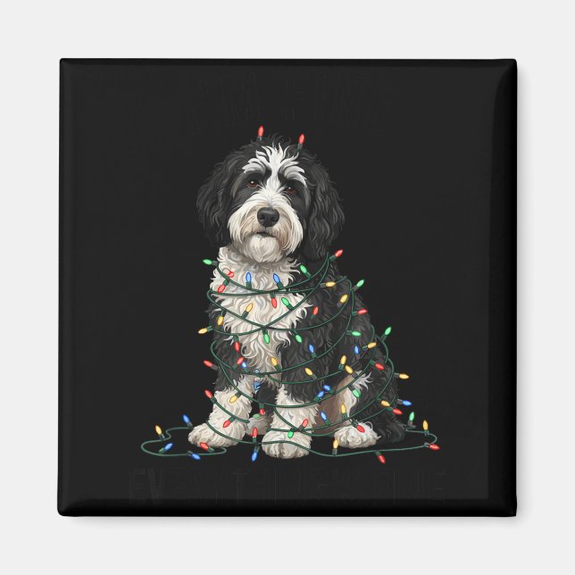 Aimant Sheepadoodle Christmas I'm Fine Everything Is Fine (Devant)