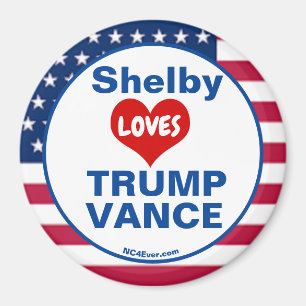 Aimant Shelby LOVES TRUMP VANCE patriotique