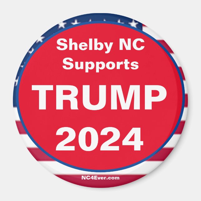 Aimant Shelby NC prend en charge TRUMP 2024 Patriotic aim (Devant)