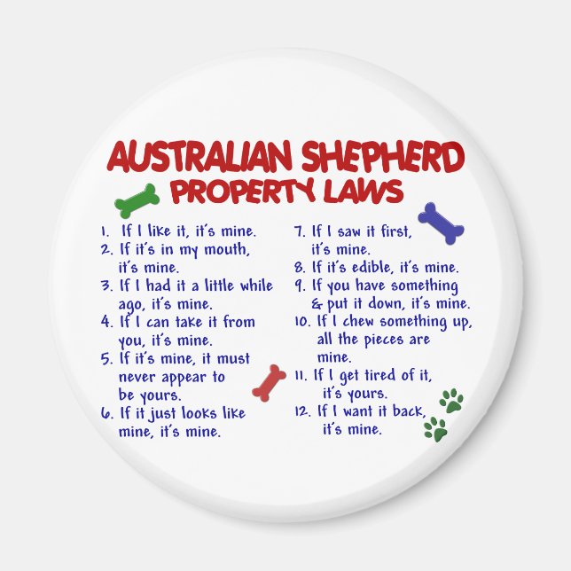 Aimant SHEPHERD AUSTRALIEN Lois sur la propriété 2 (Devant)