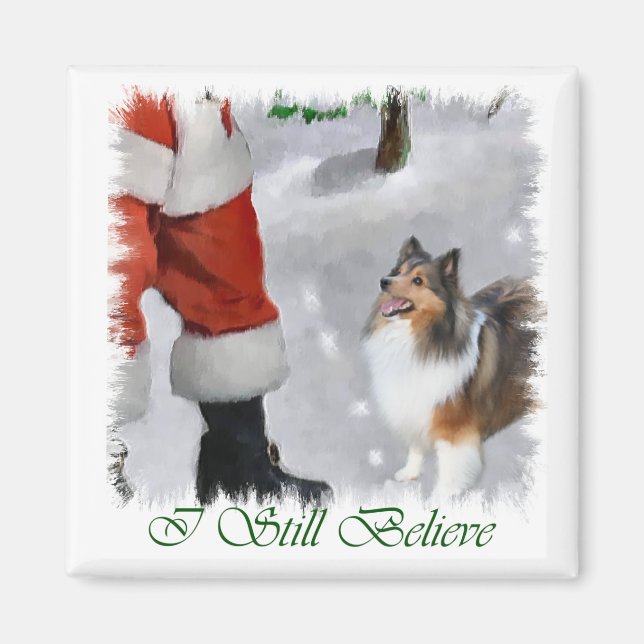 Aimant Shetland Sheepdog Sheltie Cadeaux de Noël (Devant)
