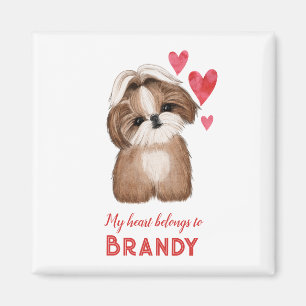 Aimant Shih Tzu A Personnalisé Mon Coeur Appartient À