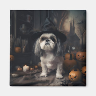 Aimant Shih Tzu Citrouilles Halloween effrayant