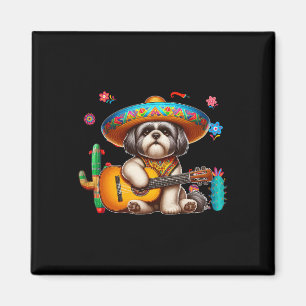 Aimant Shih Tzu Sombrero Guitare Mexicaine Cinco De Mayo 