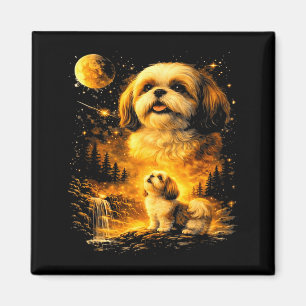 Aimant Shih tzu vintage des années 90 hurlant à la lune c