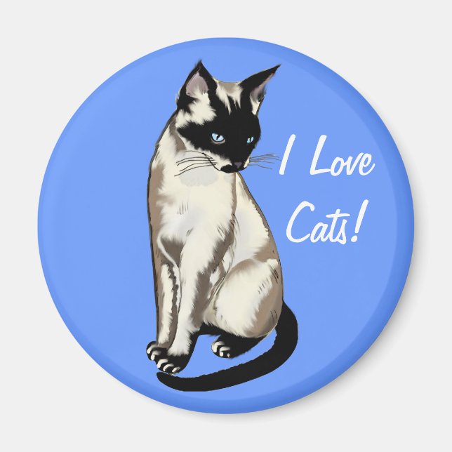 Aimant Siamese Chat animal amoureux Cadeaux magnétiques (Devant)