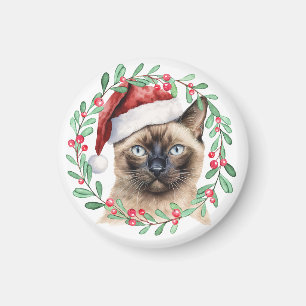 Aimant Siamese Chat Noël thème pour l'Amoureux des chats