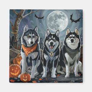 Aimant Siberian Husky Halloween Épouvantable
