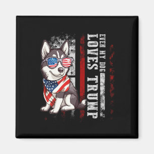 Aimant Siberian Husky Même mon chien aime Trump Drôle 