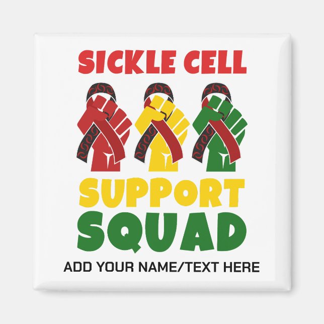 Aimant SICKLE CELL SUPPORT SQUAD Nom personnalisé (Devant)