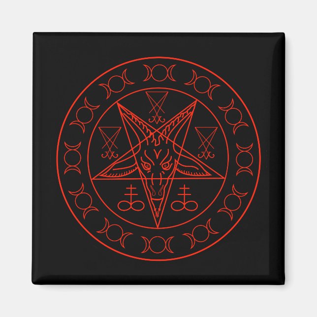 Aimant Sigil de Baphomet triple lune et sigile de lucifer (Devant)