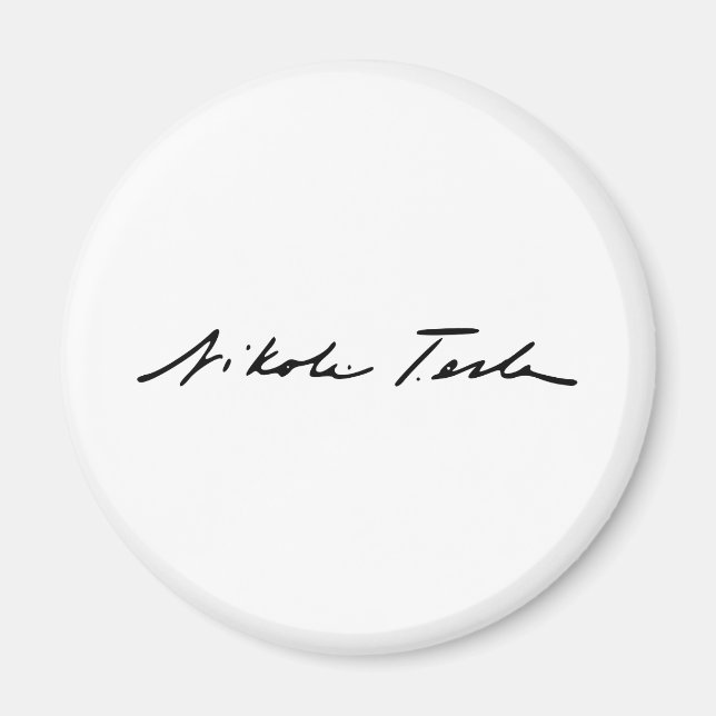 Aimant Signature du génie de l'électricité Nikola Tesla (Devant)