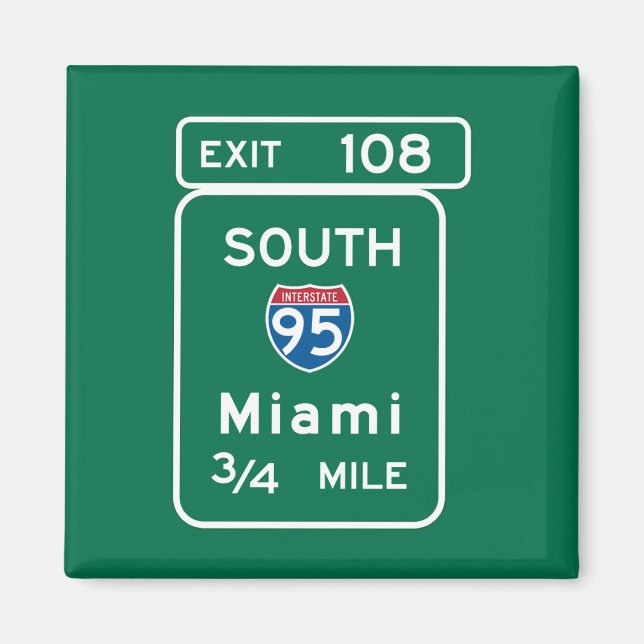 Aimant SIGNE DE LA ROUTE DE Miami, FL (Devant)