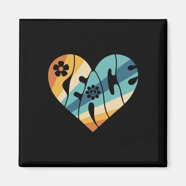 Aimant SIGNE DE PAIX AMOUR 60s les années 70 Super hippie (Devant)