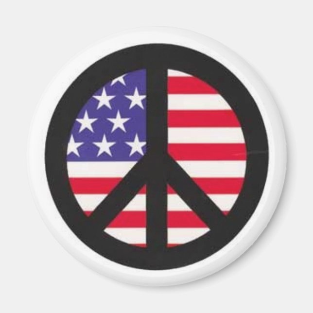 Aimant SIGNE DE PAIX SUR LE DRAPEAU AMÉRICAIN : regardez  (Devant)