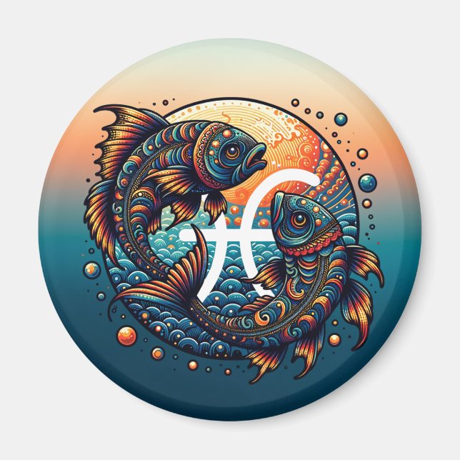 Aimant SIGNE Horoscope Astrologique Poissons Zodiac (Devant)