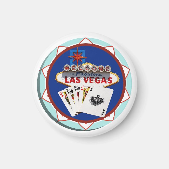 Aimant Signe Las Vegas & Cartes Poker Chip (Devant)