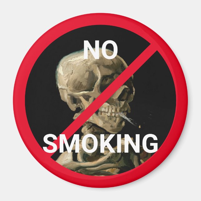 Aimant Signe non-fumeur avec Van Gogh Skull Arwork (Devant)
