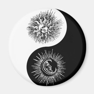 Aimant Signe Yin et yang - Soleil vs Lune