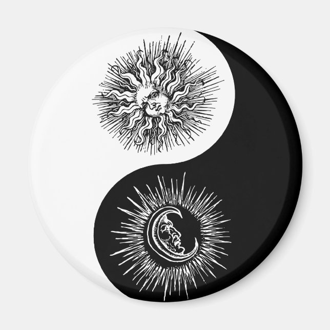 Aimant Signe Yin et yang - Soleil vs Lune (Devant)