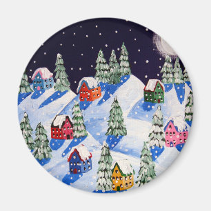 Aimant Silence Night Winter Folk Art