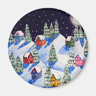 Aimant Silence Night Winter Folk Art