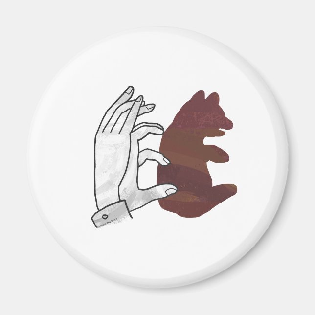 Aimant Silhouette à la main Cube d'ours Brown (Devant)