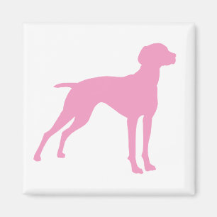 Aimant Silhouette de chien de Vizsla (rose)