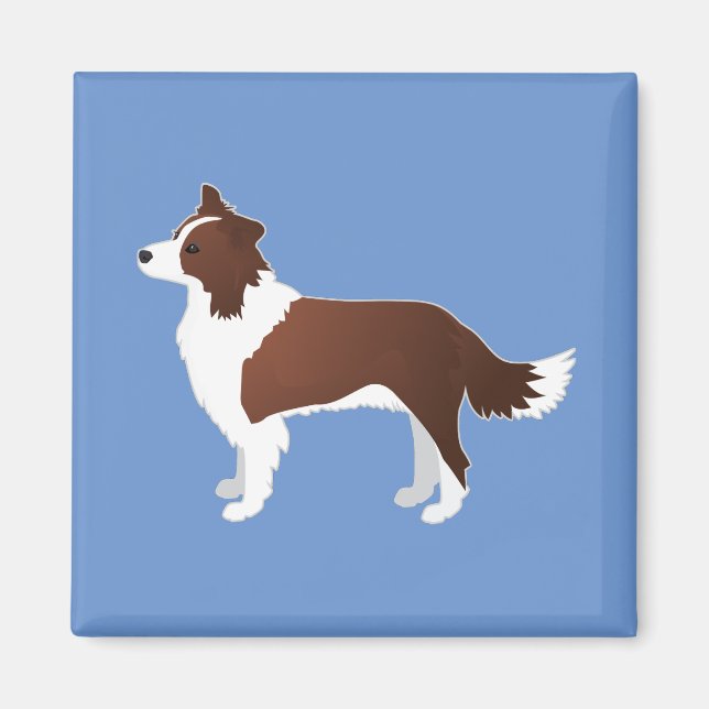 Aimant Silhouette de Collie Red Dog Breed Side (Devant)