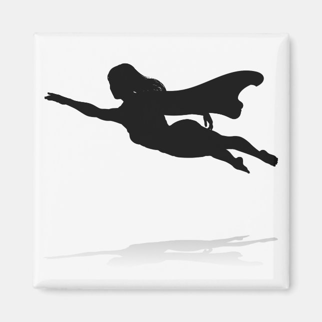 Aimant Silhouette de la femme Superhero (Devant)