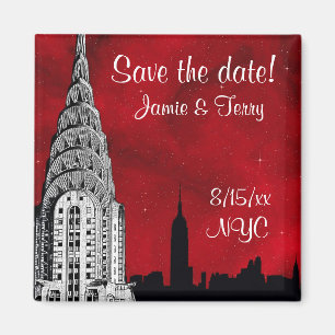 Aimant Silhouette de la skyline de NYC Étoile rouge Magne