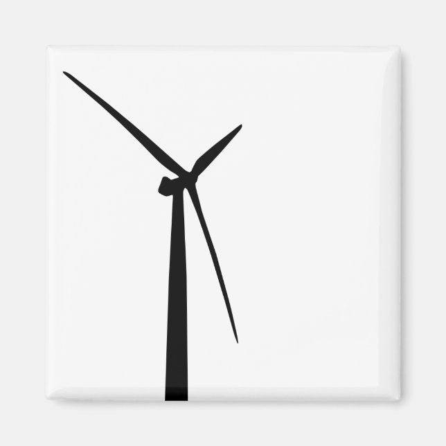 Aimant Silhouette d'énergie verte à éolienne simple (Devant)