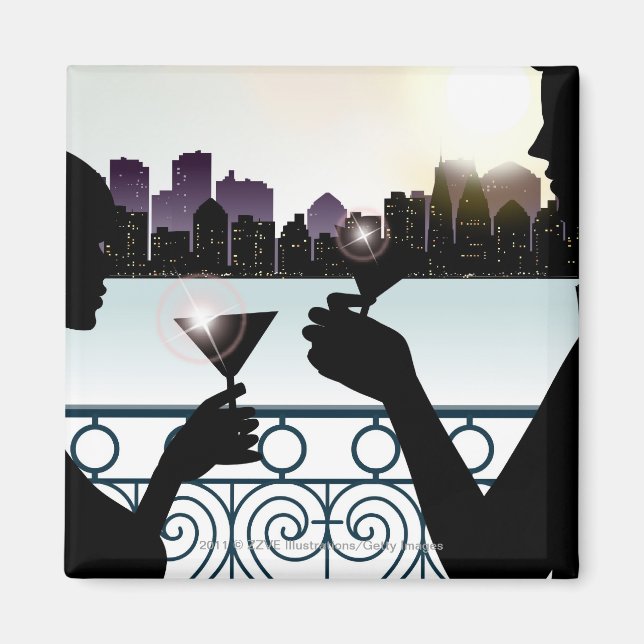 Aimant Silhouette d'un couple de lunettes à martini (Devant)