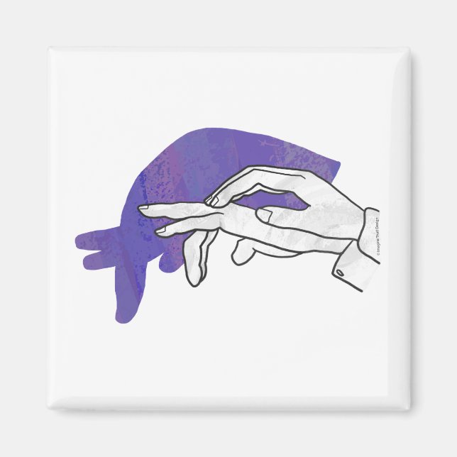 Aimant Silhouette main Anteater violet (Devant)