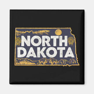 Aimant Silhouette rétro du Dakota du Nord