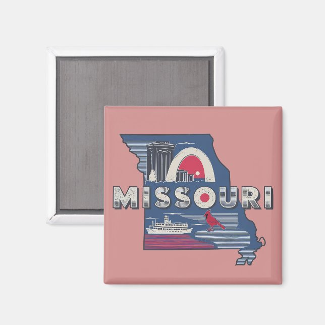Aimant Silhouette rétro Missouri (Recto/Verso)