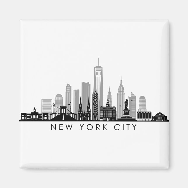 Aimant Silhouette Skyline de la ville de New York Manhatt (Devant)