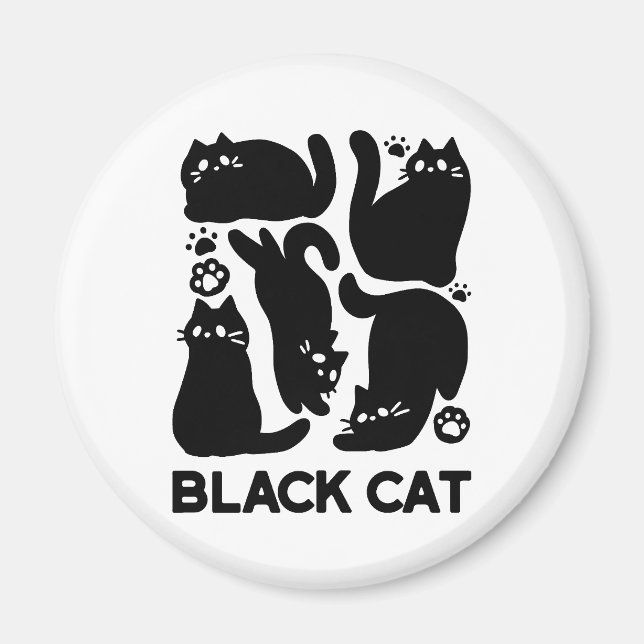Aimant Silhouettes de chat noir - Design Feline mignon (Devant)