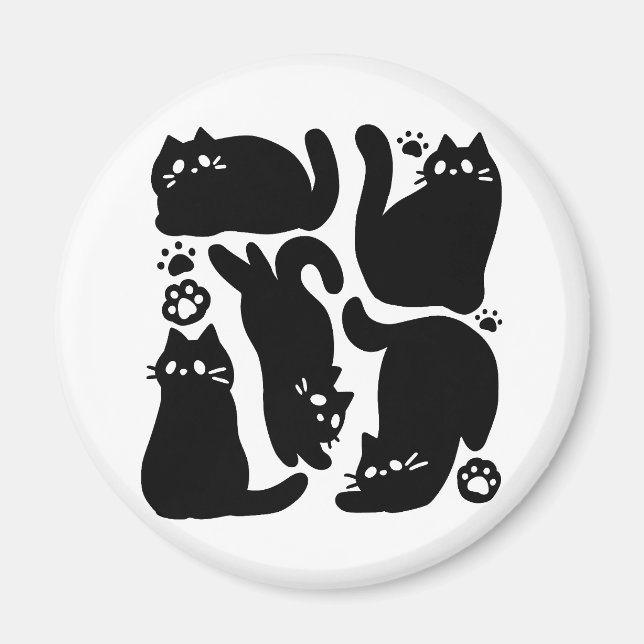 Aimant Silhouettes de chat noir - Design Feline mignon (Devant)