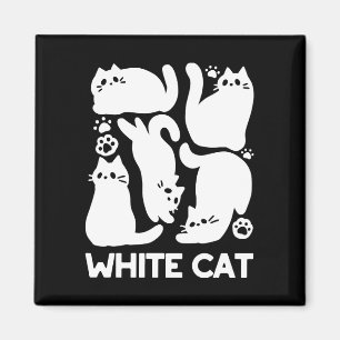 Aimant Silhouettes de chaton blanc - Design Feline mignon