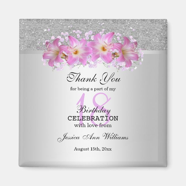 Aimant Silver Classy & Belladonna Lilies 18e anniversaire (Devant)