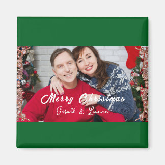 Aimant Simple Christmas Couple Photo Vert
